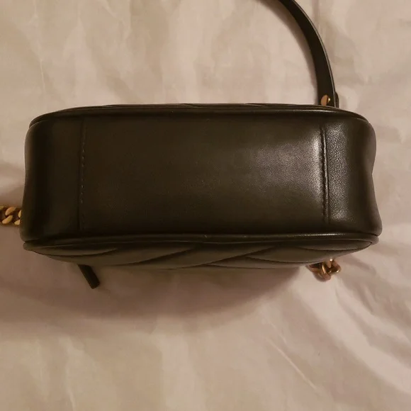 Tory Burch Leather Crossbody "Kira" Chevron Quilted Small Camera Bag, Black - Picture 6 of 13